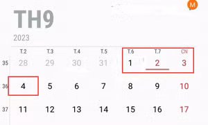 Lịch nghỉ lễ dịp Quốc khánh 2/9/2023.