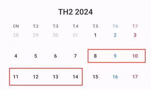 Phương án 1 lịch nghỉ Tết Nguyên đán 2024 mà Bộ LĐTBXH đang đề xuất.