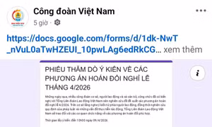 Phiếu lấy ý kiến về nghỉ lễ dịp Giỗ Tổ Hùng Vường và dịp 30/4-15/2026