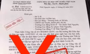 Giả mạo công văn cho học sinh Khánh Hòa, Thái Nguyên nghỉ học phòng chống dịch COVID-19