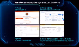 Giao diện các phân hệ trong nền tảng số trong lĩnh vực Thi hành án dân sự.