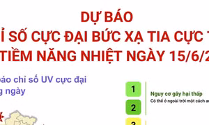 Dự báo chỉ số cực đại bức xạ tia cực tím và tiềm năng nhiệt ngày 15/6