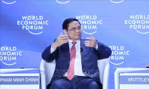 Thủ tướng Phạm Minh Chính phát biểu tại phiên thảo luận của Hội nghị WEF Thiên Tân