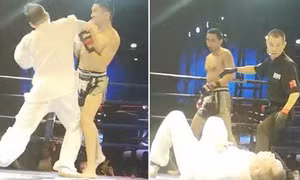Võ sĩ kick-box tung cú đấm hạ gục cao thủ Thái Cực quyền sau 5 giây