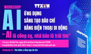 Trải nghiệm sử dụng AI tại gian trưng bày của TTXVN ở Hội Báo toàn quốc 2025