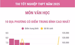 Thi tốt nghiệp THPT năm 2025 môn Văn học: Các địa phương có điểm trung bình cao nhất
