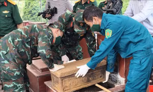 Lấy mẫu, số hóa thông tin hài cốt liệt sĩ tại Nghĩa trang Liệt sĩ Quản Bạ