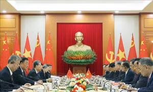 Tổng Bí thư Tô Lâm tiếp Ủy viên Trưởng Nhân đại toàn quốc Trung Quốc Triệu Lạc Tế