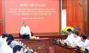 Tổng Bí thư Tô Lâm làm việc với hai Ban Thường vụ Tỉnh ủy Quảng Bình và Quảng Trị