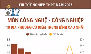 Thi tốt nghiệp THPT năm 2025 môn Công nghệ - Công nghiệp: Các địa phương có điểm trung bình cao nhất và nhiều điểm 10 nhất