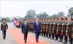 Lễ đón chính thức Chủ tịch nước Tô Lâm thăm cấp Nhà nước tới Lào