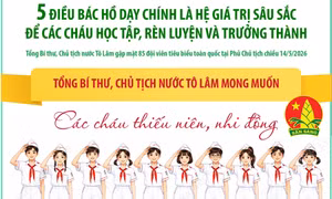 Năm điều Bác Hồ dạy chính là hệ giá trị sâu sắc để các cháu học tập, rèn luyện và trưởng thành