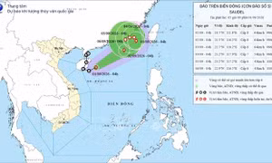 Bão số 5 giữ nguyên cường độ, di chuyển nhanh trên vùng biển phía Tây khu vực Bắc Biển Đông