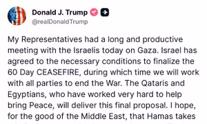 Tổng thống Trump phát đi tín hiệu tích cực trong nỗ lực giải quyết xung đột Israel - Hamas