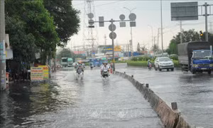Triều cường lên cao, nhiều tuyến đường ở thành phố Long Xuyên ngập sâu