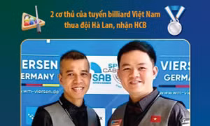 Giải billiards carom 3 băng đồng đội thế giới 2025: Việt Nam giành Huy chương Bạc