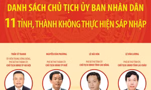 Danh sách Chủ tịch Ủy ban nhân dân 11 tỉnh, thành không thực hiện sáp nhập