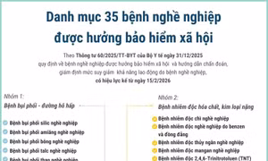 Danh mục 35 bệnh nghề nghiệp được hưởng bảo hiểm xã hội