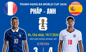 Pháp - Anh tranh hạng ba World Cup 2026