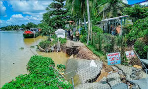 Sạt lở bờ sông Ô Môn, chia cắt đường giao thông 