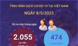 Ngày 8/5/2023: Cả nước ghi nhận 2.055 ca COVID-19 mới, 1 F0 tử vong tại Tây Ninh