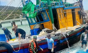 Đồn Biên phòng Ngọc Vừng kịp thời cứu 6 ngư dân gặp nạn trên biển