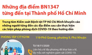 Những địa điểm bệnh nhân 1347 từng đến