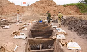 Khai quật khẩn cấp hai thuyền cổ mới phát hiện gần thành Luy Lâu