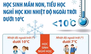 Học sinh mầm non, tiểu học Hà Nội nghỉ học khi nhiệt độ ngoài trời dưới 10 độ C