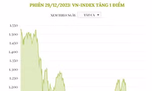 Phiên 29/12/2023: VN-Index tăng 1 điểm