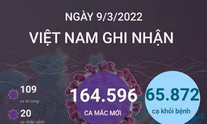 Ngày 9/3/2022, Việt Nam ghi nhận 164.596 ca mắc mới COVID-19