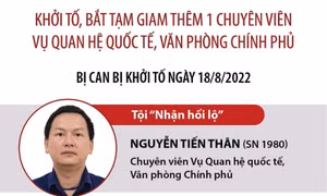 Khởi tố, bắt tạm giam thêm một chuyên viên Vụ Quan hệ quốc tế, Văn phòng Chính phủ