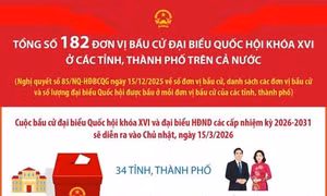 Cả nước có 182 đơn vị bầu cử đại biểu Quốc hội khóa XVI