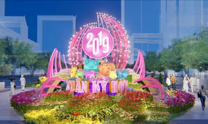 Điểm nhấn của đường hoa Nguyễn Huệ Tết Kỷ Hợi 2019 là chú heo đất nghĩa tình