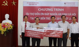 Agribank Bến Tre tài trợ 2,87 tỷ đồng cho công tác an sinh xã hội tại Bến Tre năm 2018