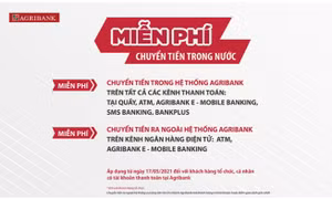 Agribank miễn 100% phí dịch vụ chuyển tiền trong nước