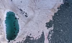 Kỳ lạ tuyết hồng bao phủ sông băng trên dãy Alps