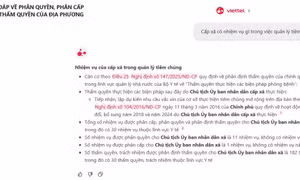 Trợ lý ảo Cán bộ công chức: Hỗ trợ tra cứu thẩm quyền chính quyền 2 cấp 