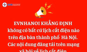 EVNHANOI: Không có lịch cắt điện ngày 27/5