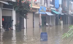 Ảnh hưởng bão số 4: Mưa lớn khiến nhiều tuyến phố tại Hải Phòng ngập nặng
