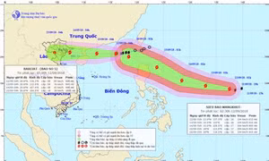 Siêu bão Mangkhut nối đuôi bão số 5 hướng về Quảng Ninh - Nam Định