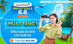 Traveloka Mega Sale 6.6: Mua 1 tặng 1, mở màn mùa du lịch hè 2024.