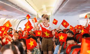 Những chuyến bay Vietjet mang cờ đỏ sao vàng rực rỡ khắp trong ngoài nước Quốc khánh 2/9