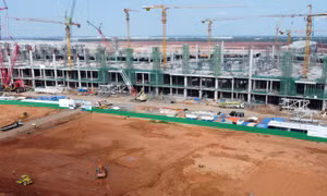 Thi công nhà ga hành khách sân bay Long Thành. Ảnh: Công Phong/TTXVN