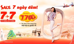 7 ngày vàng săn vé chỉ từ 7.700 đồng bay khắp Việt Nam và quốc tế cùng Vietjet.