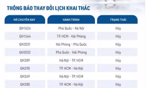 Bamboo Airways thay đổi lịch bay các chuyến bay do ảnh hưởng của bão Talim.