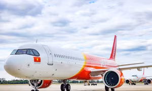 Máy bay A321neo ACF mới của Vietjet đã về tới sân bay Tân Sơn Nhất. 
