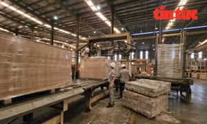 Dây chuyền đóng gói sản phẩm theo tiêu chuẩn Việt Nam và quốc tế đưa thành phẩm lưu kho .