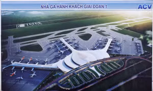 Mô hình Nhà ga hành khách sân bay Long Thành gia đoạn I. Ảnh: TTXVN