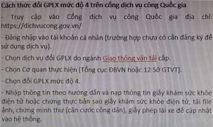 Cách thức đổi GPLX mức độ 4 trên CDVCQG.